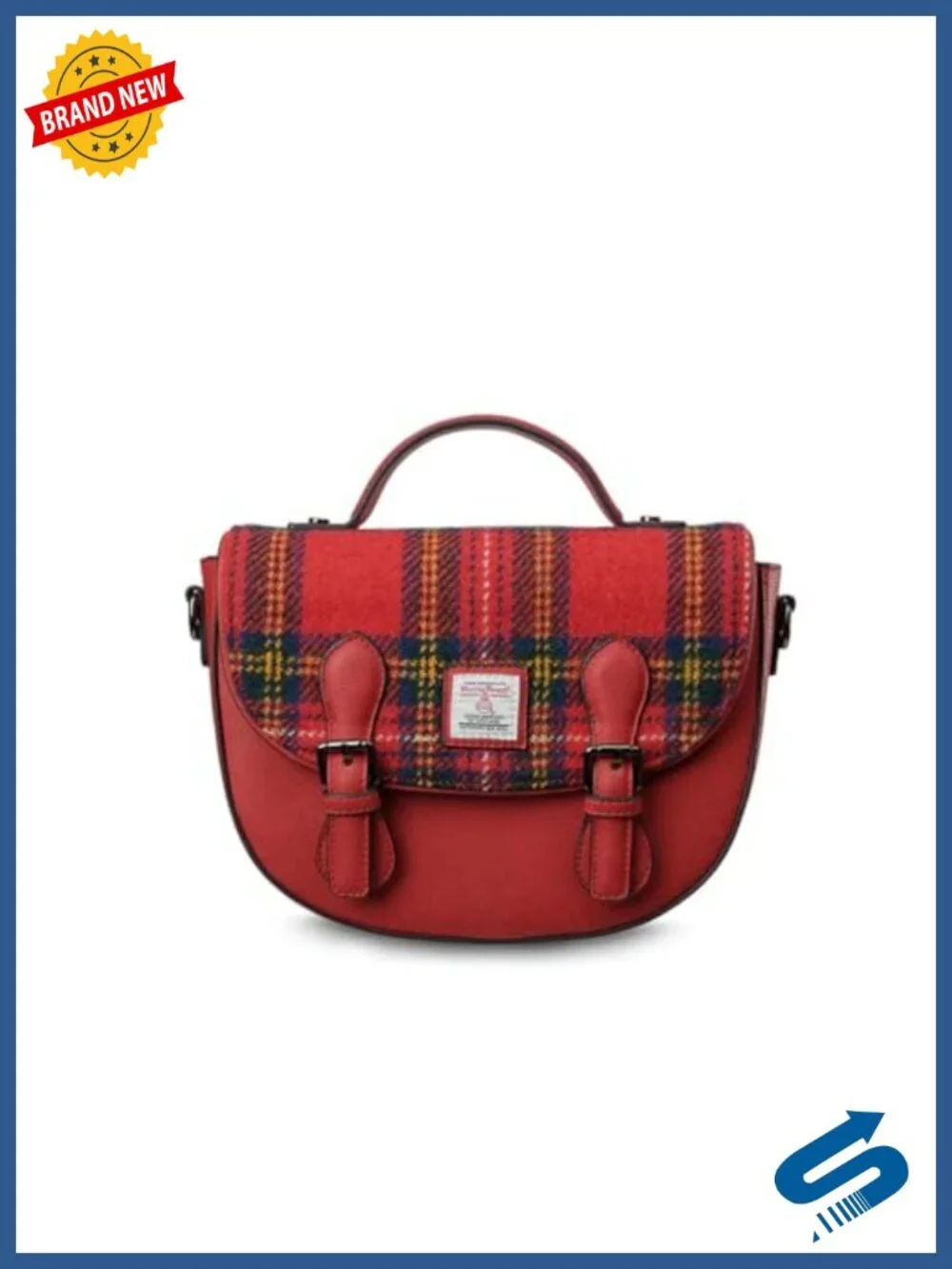 Vegan Leather Satchel with Harris Tweed Panel